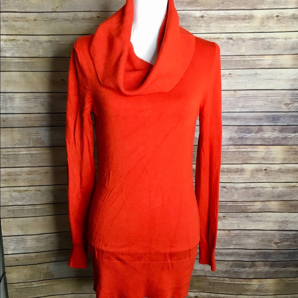 French Connection Orange Stretch Long Turtleneck